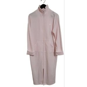 Miss Elaine Womens Size Medium Fleece Long Zip Essentials Robe Pink Ribbon
